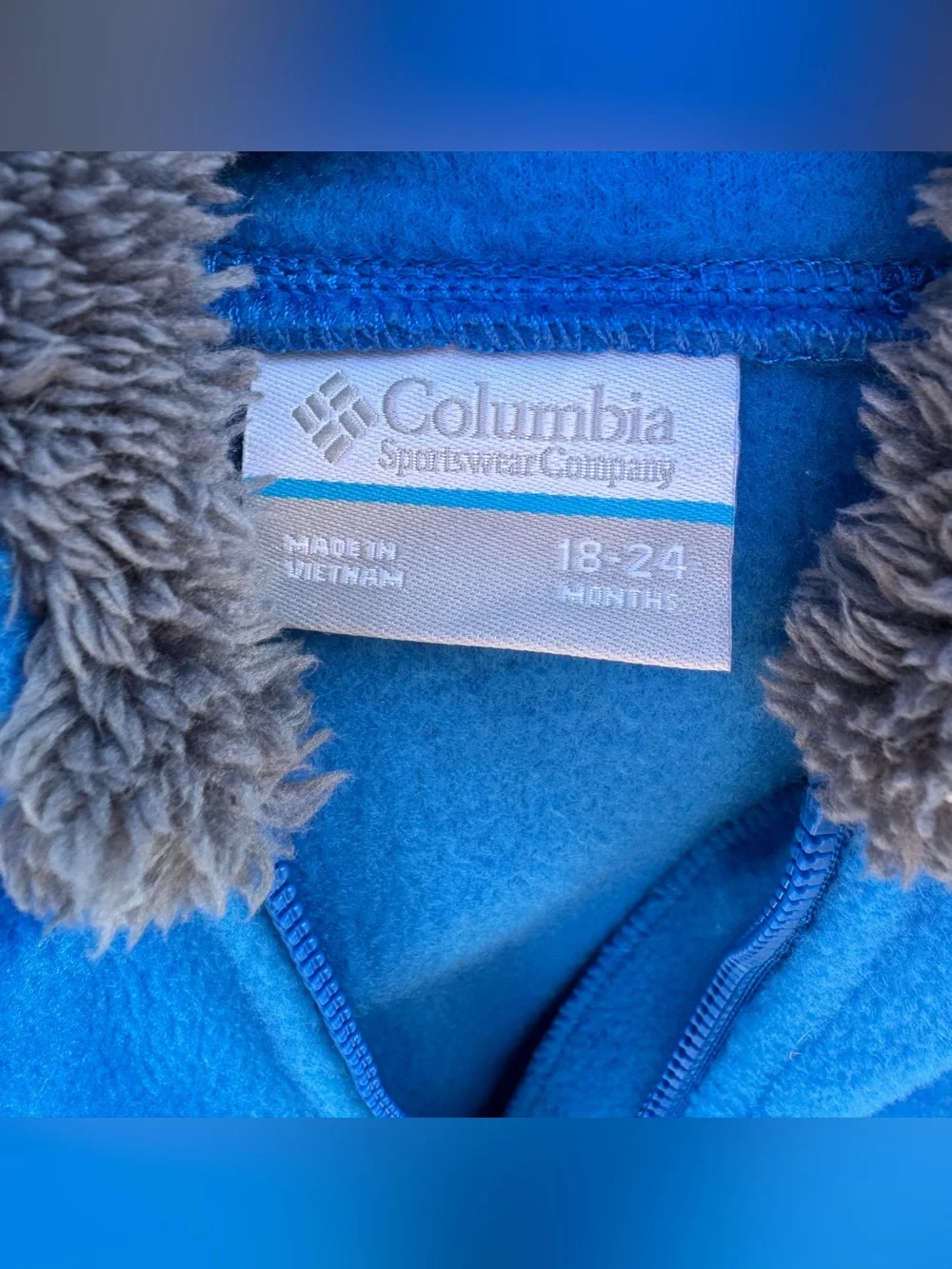 Columbia Infant Bear bunting suit blue fleece 18-24 months